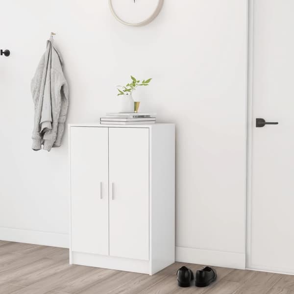 vidaXL skoskab 60x35x92 cm spånplade hvid - Skoopbevaring