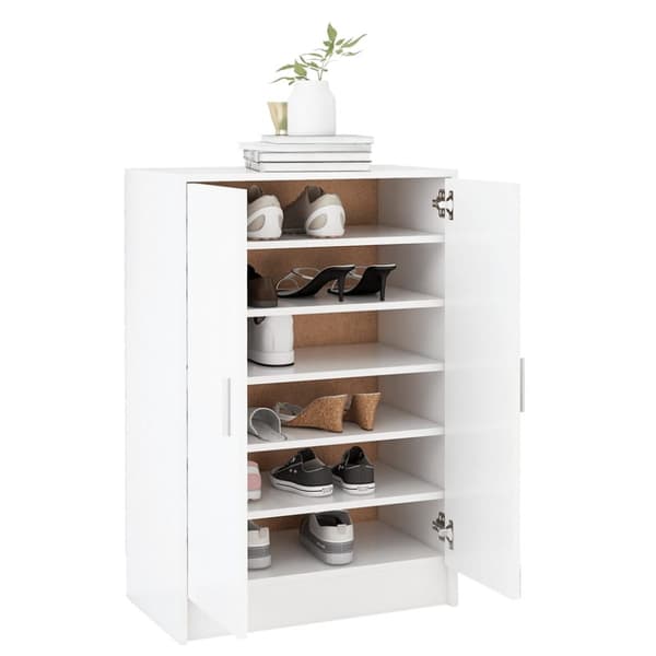 vidaXL skoskab 60x35x92 cm spånplade hvid - Skoopbevaring