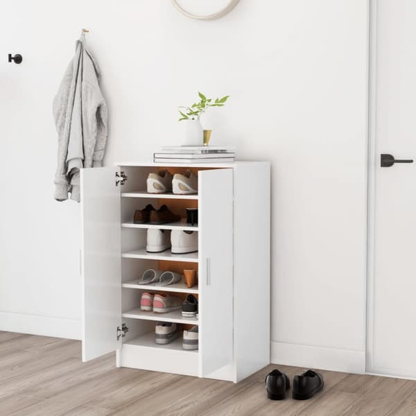 vidaXL skoskab 60x35x92 cm spånplade hvid - Skoopbevaring