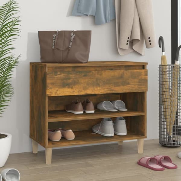 vidaXL Skoställ rökfärgad ek 70x36x60 cm konstruerat trä -  Skoställ & skohyllor