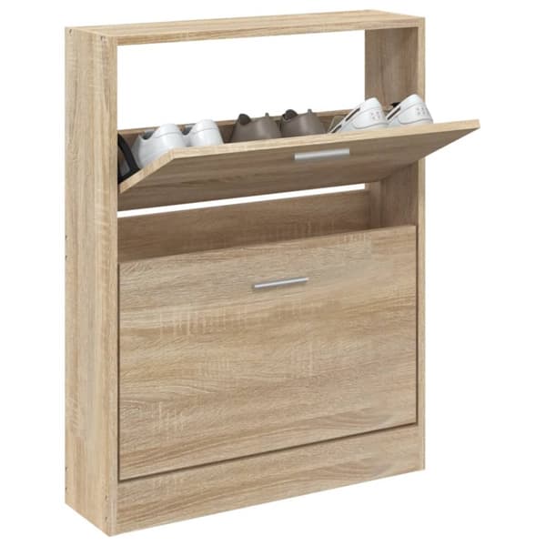 vidaXL skoskab 59x17x81 cm konstrueret træ egetræ - Skoopbevaring