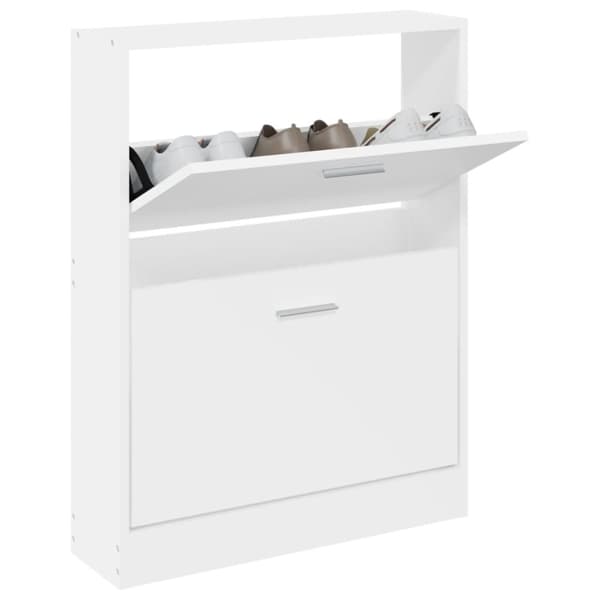 vidaXL skoskab 59x17x81 cm konstrueret træ hvid -  Skoopbevaring
