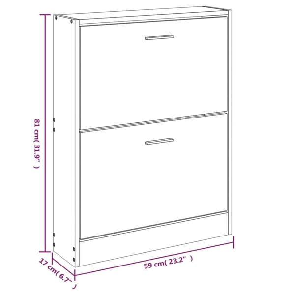 vidaXL skoskab 59x17x81 cm konstrueret træ hvid -  Skoopbevaring