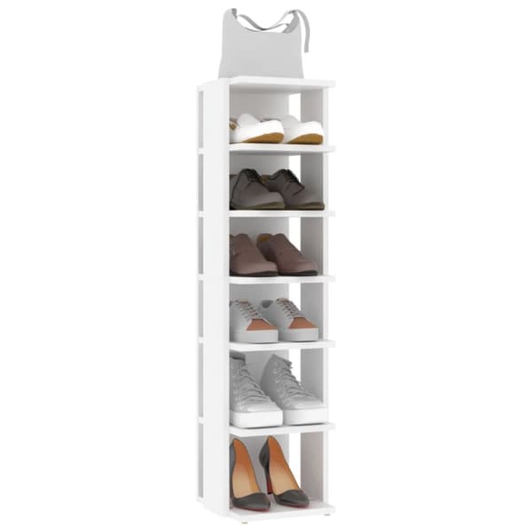 vidaXL skoskab 27,5x27x102 cm konstrueret træ hvid -  Skoopbevaring