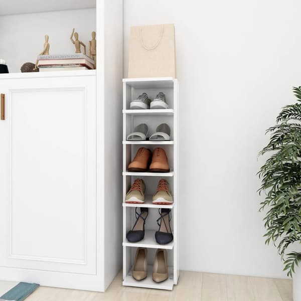 vidaXL skoskab 27,5x27x102 cm konstrueret træ hvid -  Skoopbevaring
