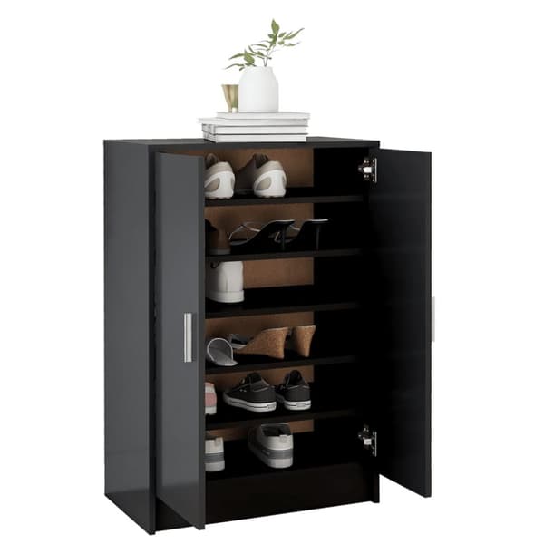 vidaXL Skoskåp svart 60x35x92 cm spånskiva -  Skoställ & skohyllor