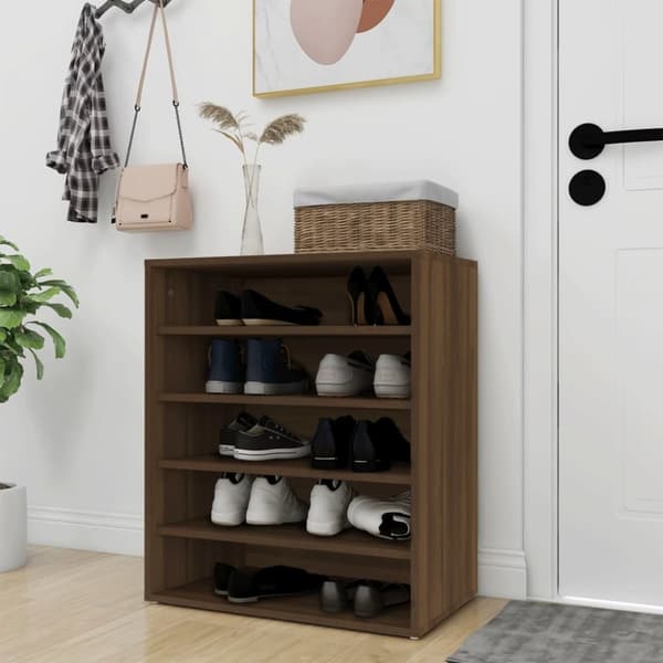 vidaXL skoskab 60x35x70 cm konstrueret træ brun egetræsfarve -  Skoopbevaring