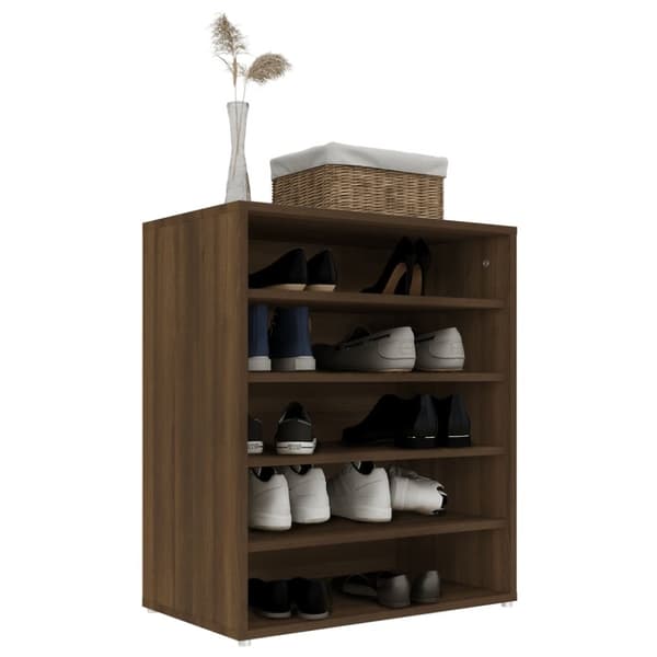 vidaXL skoskab 60x35x70 cm konstrueret træ brun egetræsfarve -  Skoopbevaring
