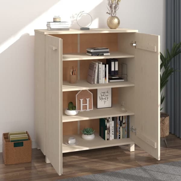 vidaXL skoskab HAMAR 85x40x108 cm massivt fyrretræ honningbrun -  Skoopbevaring