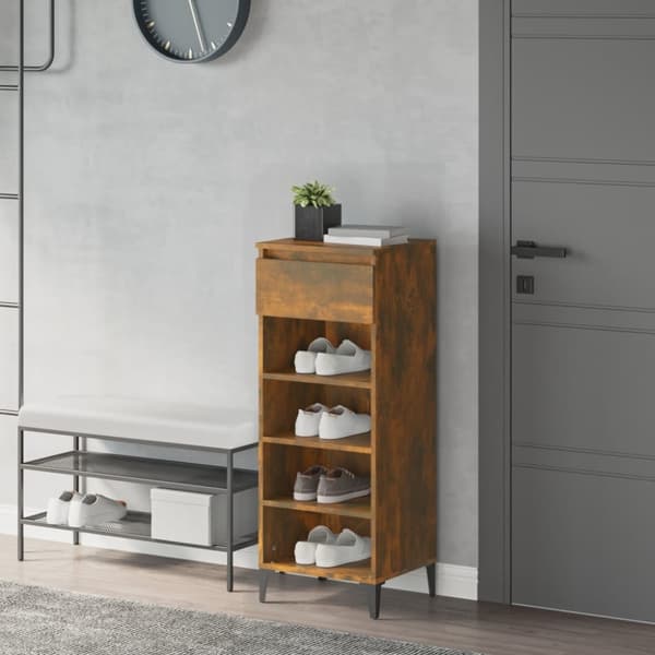 vidaXL Skohylla rökfärgad ek 40x36x105 cm konstruerat trä -  Skoställ & skohyllor