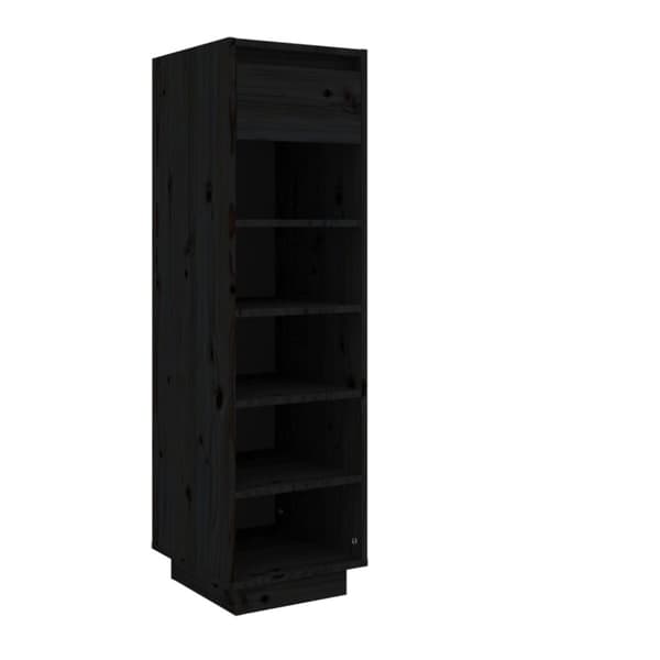 vidaXL skoreol 34x30x105 cm massivt fyrretræ sort -  Skoopbevaring
