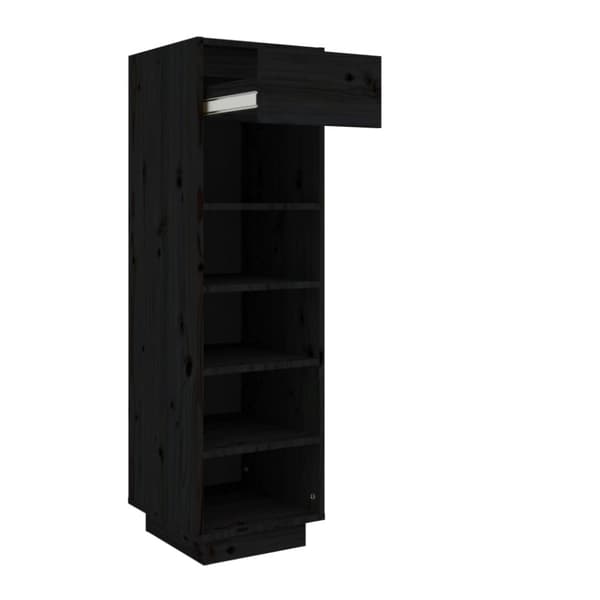 vidaXL skoreol 34x30x105 cm massivt fyrretræ sort -  Skoopbevaring