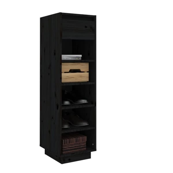 vidaXL skoreol 34x30x105 cm massivt fyrretræ sort -  Skoopbevaring