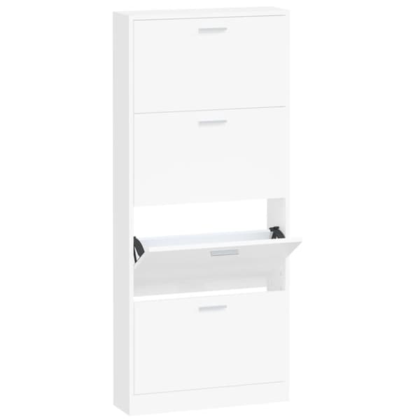 vidaXL skoskab 59x17x150 cm konstrueret træ hvid -  Skoopbevaring