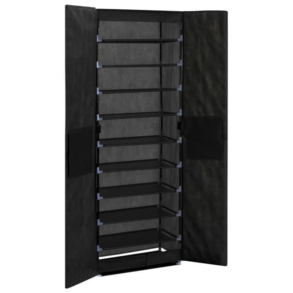 vidaXL skoskab 60 x 30 x 166 cm stof sort -  Skoopbevaring