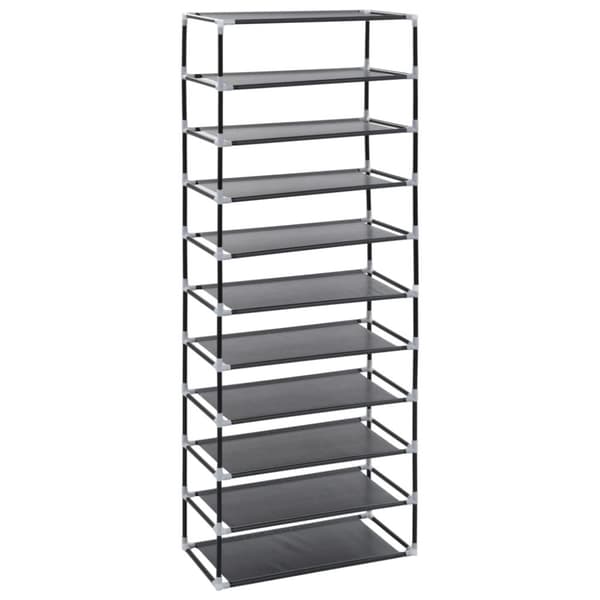 vidaXL skoskab 60 x 30 x 166 cm stof sort -  Skoopbevaring