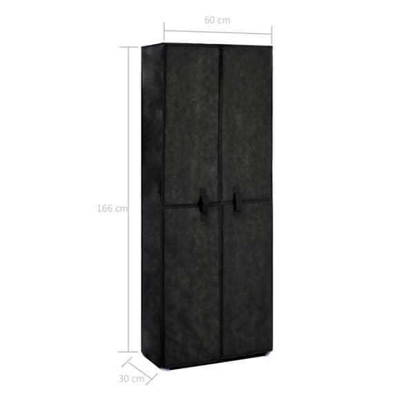 vidaXL skoskab 60 x 30 x 166 cm stof sort -  Skoopbevaring