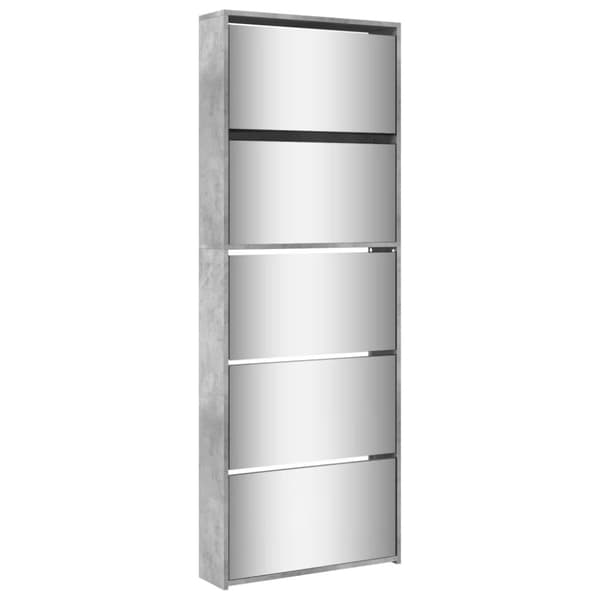 vidaXL skoskab med spejl og 5 hylder 63x17x169,5 cm betongrå -  Skoopbevaring