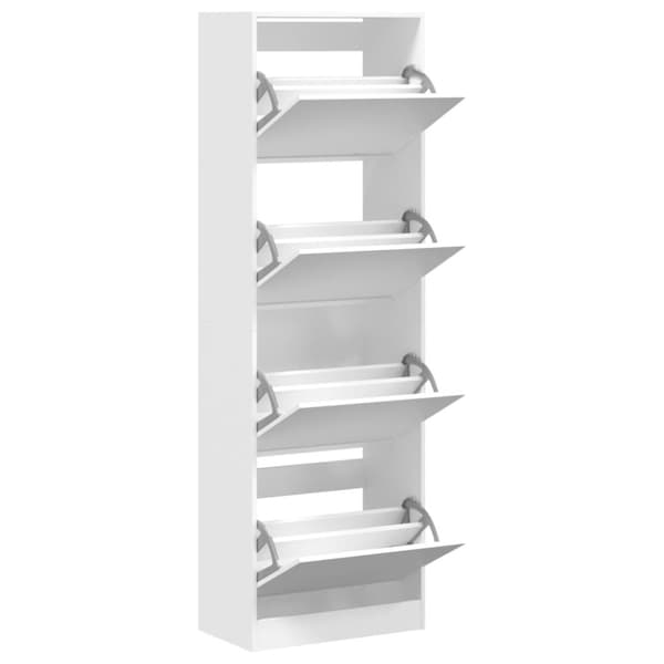 vidaXL skoskab med 4 vippeskuffer 60x34x187,5 cm hvid -  Skoopbevaring
