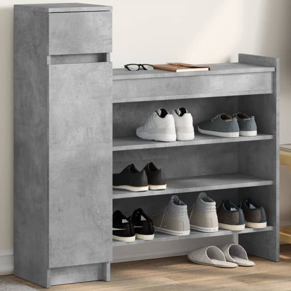 vidaXL skoreol 100,5x28x100 cm konstrueret træ betongrå - Skoopbevaring