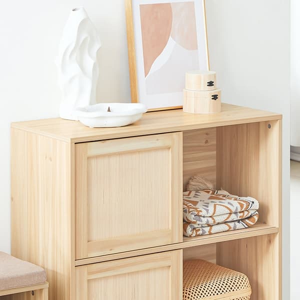 Rootz Skoskab med skydedøre - Opbevaringsorganisering - Skostativ - Bambus og træ - Modstandsdygtig over for skimmel og skimmel - 80 cm x 87 cm x 35 c