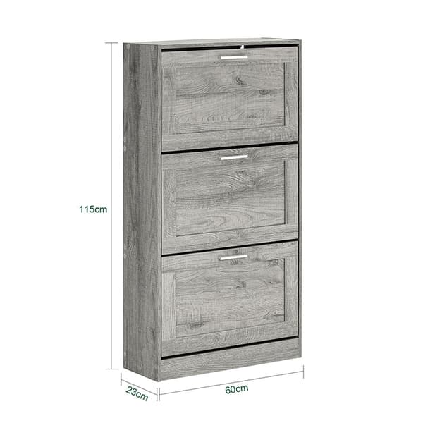 Rootz Modern Skoskåp - Skotippare - Skobyrå - Utrymmesbesparande design - Väggsäkert lutningslås - Perfekt för entréer - 60 cm x 115 cm x 23 cm
