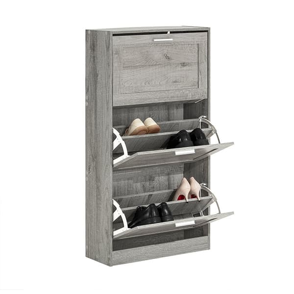 Rootz Modern Skoskåp - Skotippare - Skobyrå - Utrymmesbesparande design - Väggsäkert lutningslås - Perfekt för entréer - 60 cm x 115 cm x 23 cm