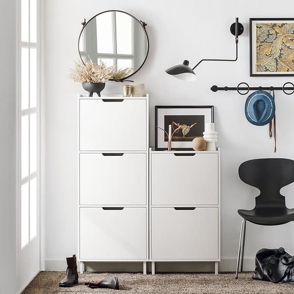 Rootz Skoskåp med 2 flikar - Skokipper - Skobyrå - Utrymmesbesparande design - Mångsidig förvaring - Förbättrad stabilitet - Vit - 50 cm x 91 cm x 19