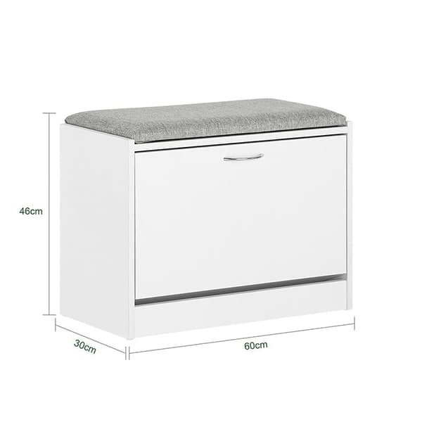 Rootz-kenkäpenkki istuintyynyllä - Kenkäteline - Säilytyspenkki - Tilaa säästävä muotoilu - Mukava istuin - Naarmuuntumattomat kumijalat - 60 cm x 46