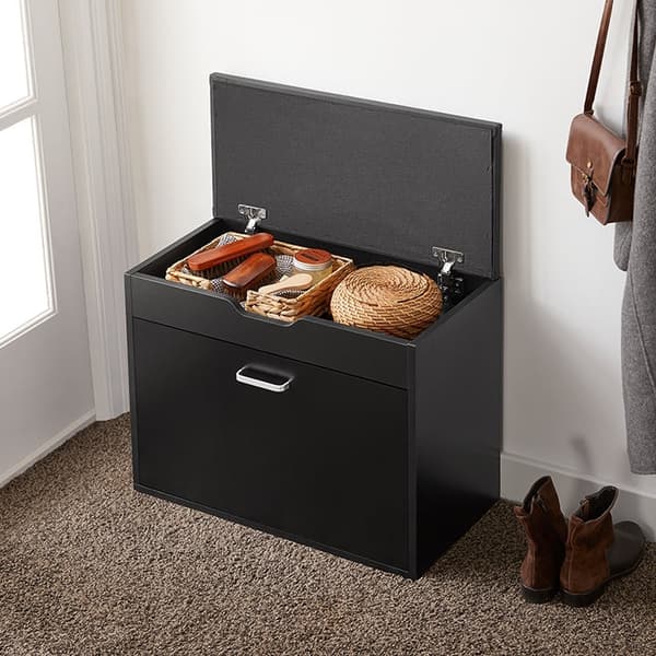 Rootz Skobänk med förvaring - Sko Tipper - Sittande byrå - Utrymmesbesparande design - Dolt fack - Bekväm sittdyna - 60cm x 50cm x 30cm