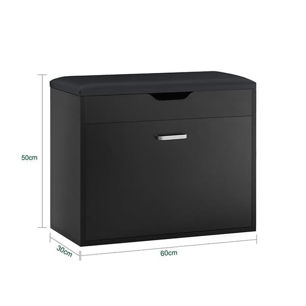 Rootz Skobänk med förvaring - Sko Tipper - Sittande byrå - Utrymmesbesparande design - Dolt fack - Bekväm sittdyna - 60cm x 50cm x 30cm