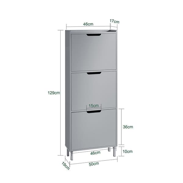 Rootz skovippeskab - Skoopbevaringsorganisator - Skokommode - Pladsbesparende design - Alsidig opbevaring - Forbedret stabilitet - Lysegrå - 50 cm x 1