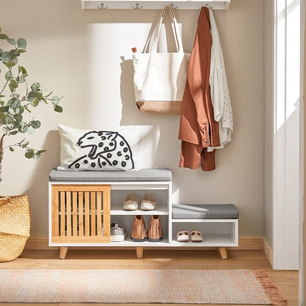 Rootz skoförvaringsbänk - Sittande byrå - Skoställ - Idealisk för familjer - Platsbesparande - Robust design - 101 cm x 46 cm x 35 cm