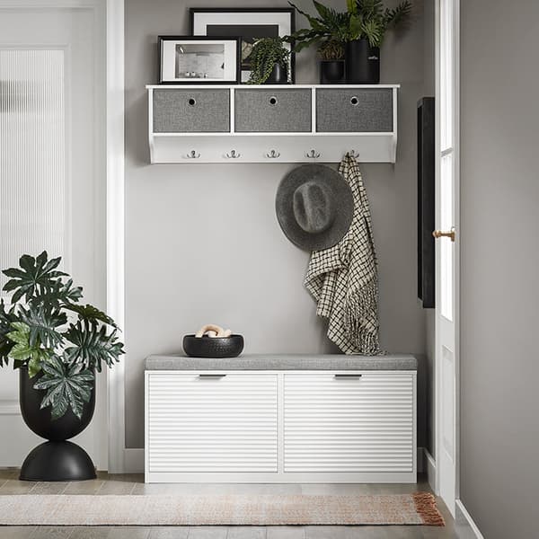 Rootz Shoe Opbevaringsbænk - Skoskab med sæde - Entryway Organizer - Pladsbesparende design - Komfortable siddepladser - Holdbar MDF-konstruktion - 10