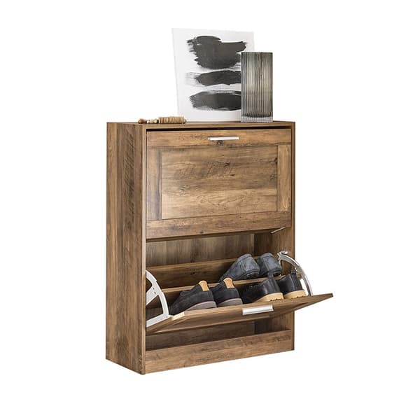 Rootz skoskab med 2 klapper - Skoopbevaring - Skoopbevaring - Sikker vippelås på væggen - Multifunktionel topplade - Pladsbesparende design - 60 cm x