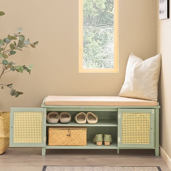 Rootz Modern Skobänk - Entrébänk - Förvaringsorganisator - Luftgenomsläppliga gallerdörrar - Justerbara hyllor - MDF-konstruktion - 100 cm x 46 cm x 3