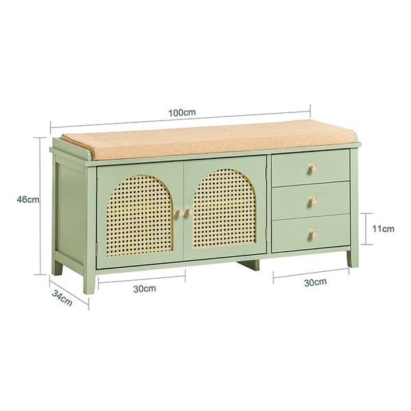 Rootz Modern Skobänk - Entrébänk - Förvaringsorganisator - Luftgenomsläppliga gallerdörrar - Justerbara hyllor - MDF-konstruktion - 100 cm x 46 cm x 3