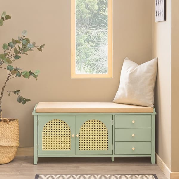 Rootz Modern Skobänk - Entrébänk - Förvaringsorganisator - Luftgenomsläppliga gallerdörrar - Justerbara hyllor - MDF-konstruktion - 100 cm x 46 cm x 3