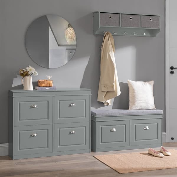 Rootz Skoskab med 4 klapper - Skovipper - Skoopdeler - FSC-certificeret - Robust konstruktion - Kan monteres på væggen - 105cm x 82cm x 24cm