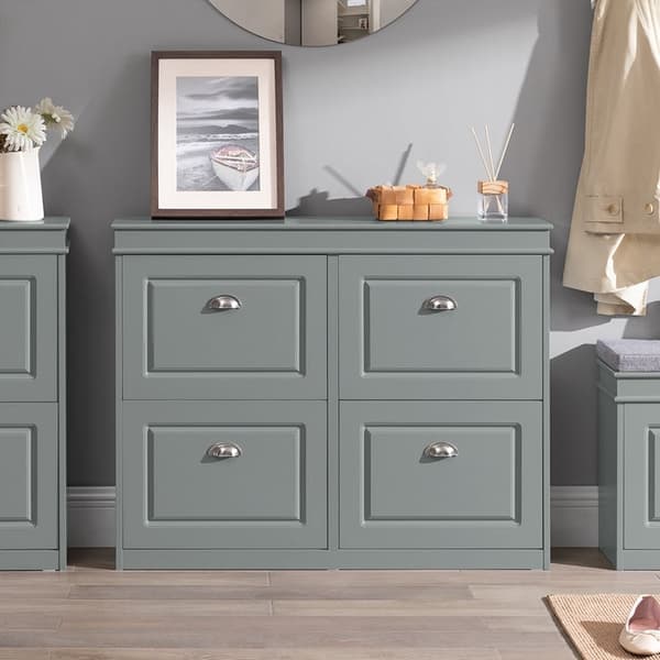 Rootz Skoskab med 4 klapper - Skovipper - Skoopdeler - FSC-certificeret - Robust konstruktion - Kan monteres på væggen - 105cm x 82cm x 24cm
