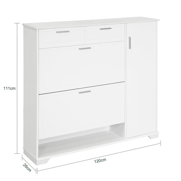 Rootz Shoe Cabinet Tipper - Skoförvaring - Skoorganisator - Kompakt design - Mångsidig förvaring - Slitstark MDF & PB Material - 120cm x 111cm x 26cm
