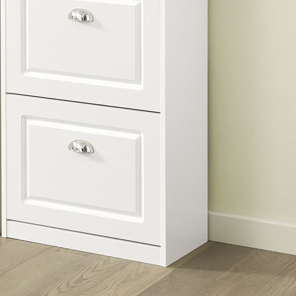 Rootz White Shoe Cabinet - Shoe Tipper - Shoe Organizer - FSC Certified - Robust konstruktion - Väggfästbar - 53cm x 117cm x 24cm