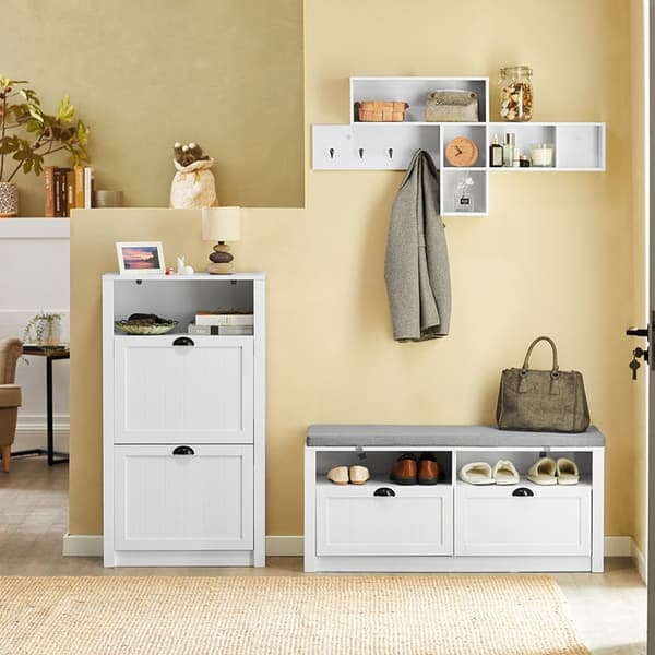 Rootz White Shoe Cabinet - Skokipper - Skoorganisator - Rymlig förvaring - Robust konstruktion - Väggmonteringsalternativ - 60 cm x 110 cm x 24 cm