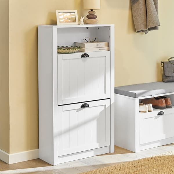 Rootz White Shoe Cabinet - Skokipper - Skoorganisator - Rymlig förvaring - Robust konstruktion - Väggmonteringsalternativ - 60 cm x 110 cm x 24 cm