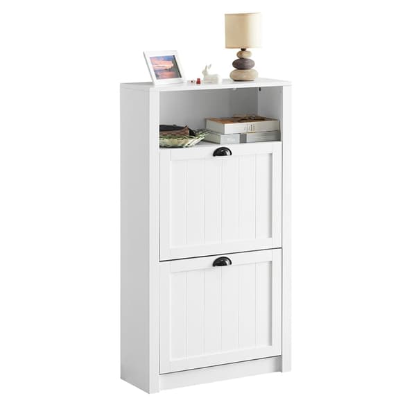 Rootz White Shoe Cabinet - Skokipper - Skoorganisator - Rymlig förvaring - Robust konstruktion - Väggmonteringsalternativ - 60 cm x 110 cm x 24 cm