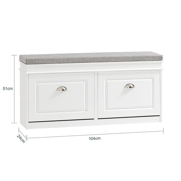 Rootz skoskabsbænk - Skoopbevaring - Entrébænk - FSC-certificeret - Pladsbesparende design - Komfortabel siddeplads - 104 cm x 52 cm x 24 cm