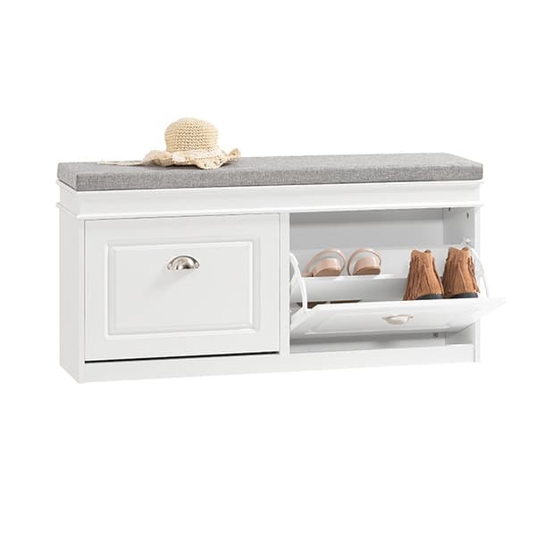 Rootz skoskabsbænk - Skoopbevaring - Entrébænk - FSC-certificeret - Pladsbesparende design - Komfortabel siddeplads - 104 cm x 52 cm x 24 cm