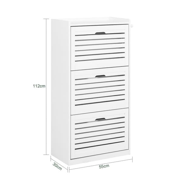 Rootz Skoskåp Tipper - Skoorganisator - Skoförvaring - 3 flikar Design - Snygga krokar - Mångsidig kombination - 55cm x 112cm x 30cm