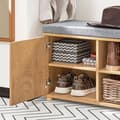 Miniatyrbillede 6 af 9: Rootz skoskab med bænk - Skoopbevaring - Skoopbevaring - MDF og gummitræ - Ekstra stabilitet med seks ben - Dobbelte opbevaringsskuffer - Dimensioner