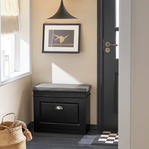 Rootz skoskabsbænk - skovælger - skobeholder - kompakt design - alsidig opbevaring - komfortabel siddeplads - 61 cm x 51 cm x 24 cm